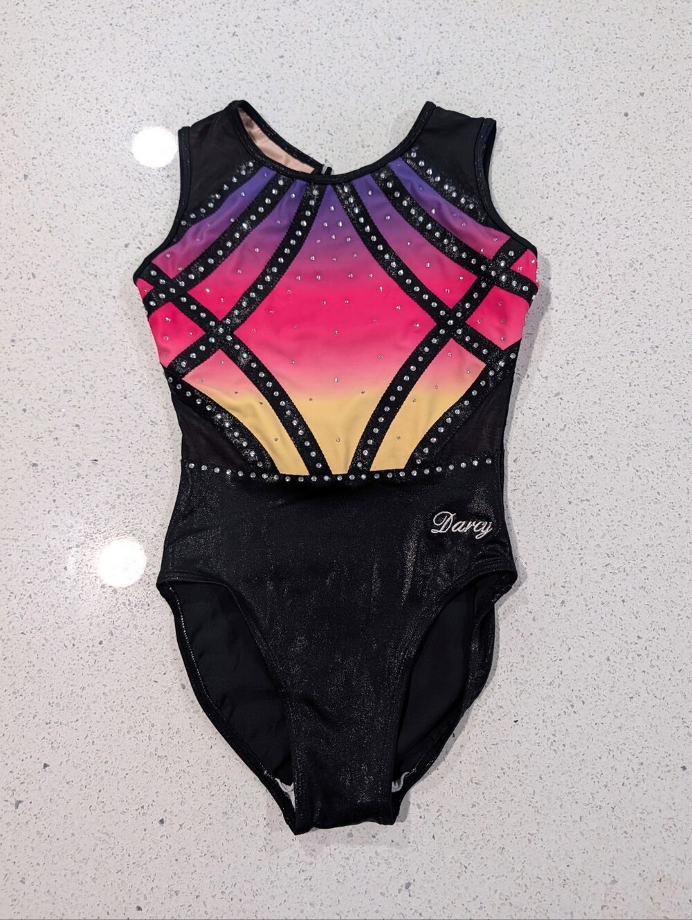 DARCY Extra Small AXS Gymnastics Dance Leotard GRADIENT NEON defective clasp